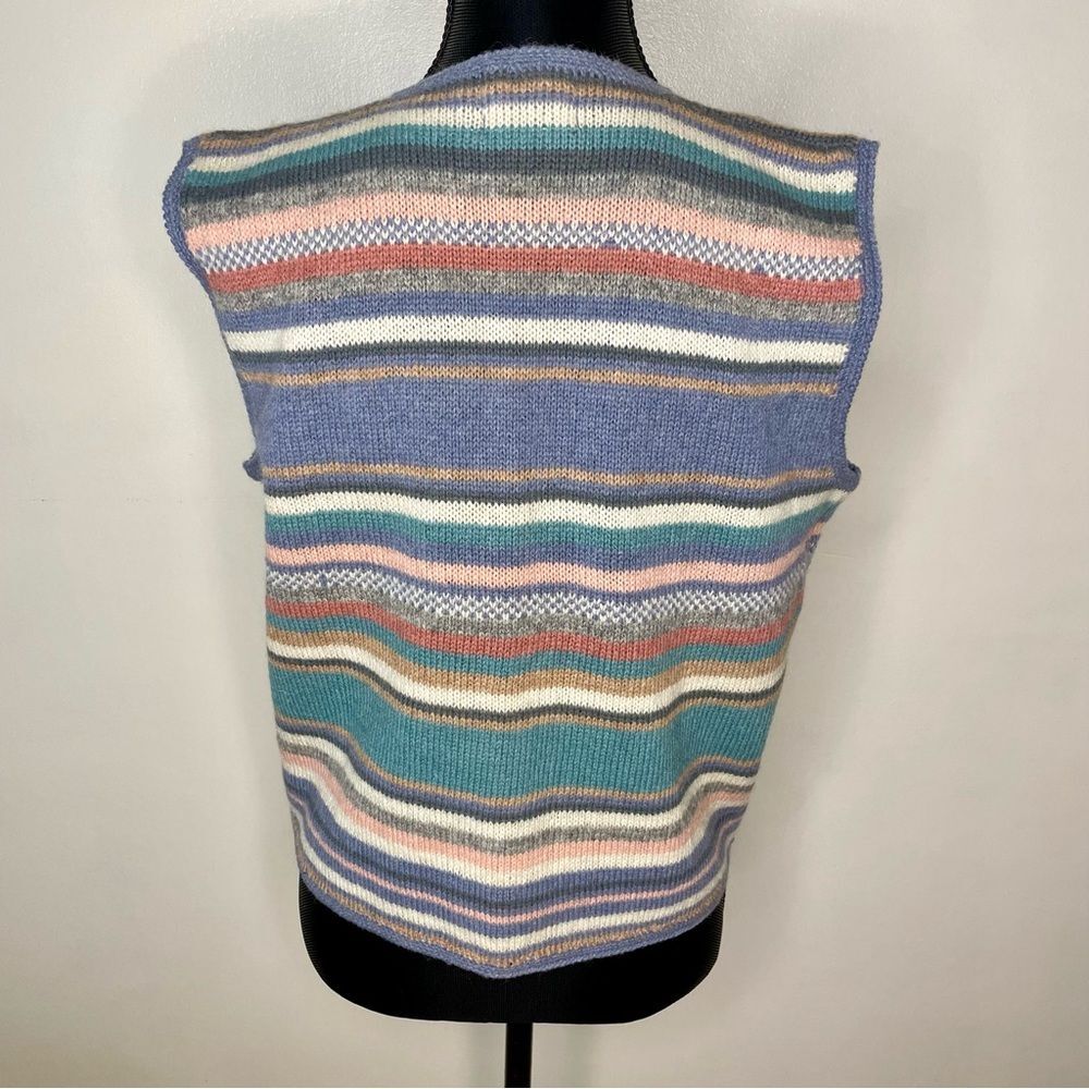 Vintage Woolrich Sweater Vest Stripe Western Aztec Granny Wool Green Size Medium - Picture 5 of 8